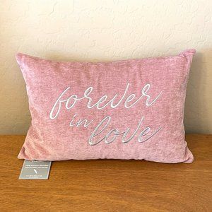NEW Forever In Love Throw Pillow Pink Stitched Rodeo Home Rectangle Feather NWT